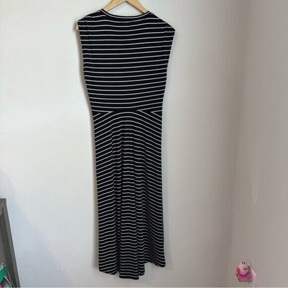 Banana Republic Stripe Twist FrontMidi Dress Size Medium Black & White - Picture 6 of 15